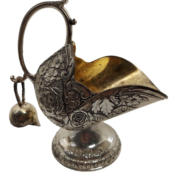 Silverplate Sugar Scuttle w/Cube Scoop Ornate Elegant Roses Silverplate VTG - Picture 4 of 16